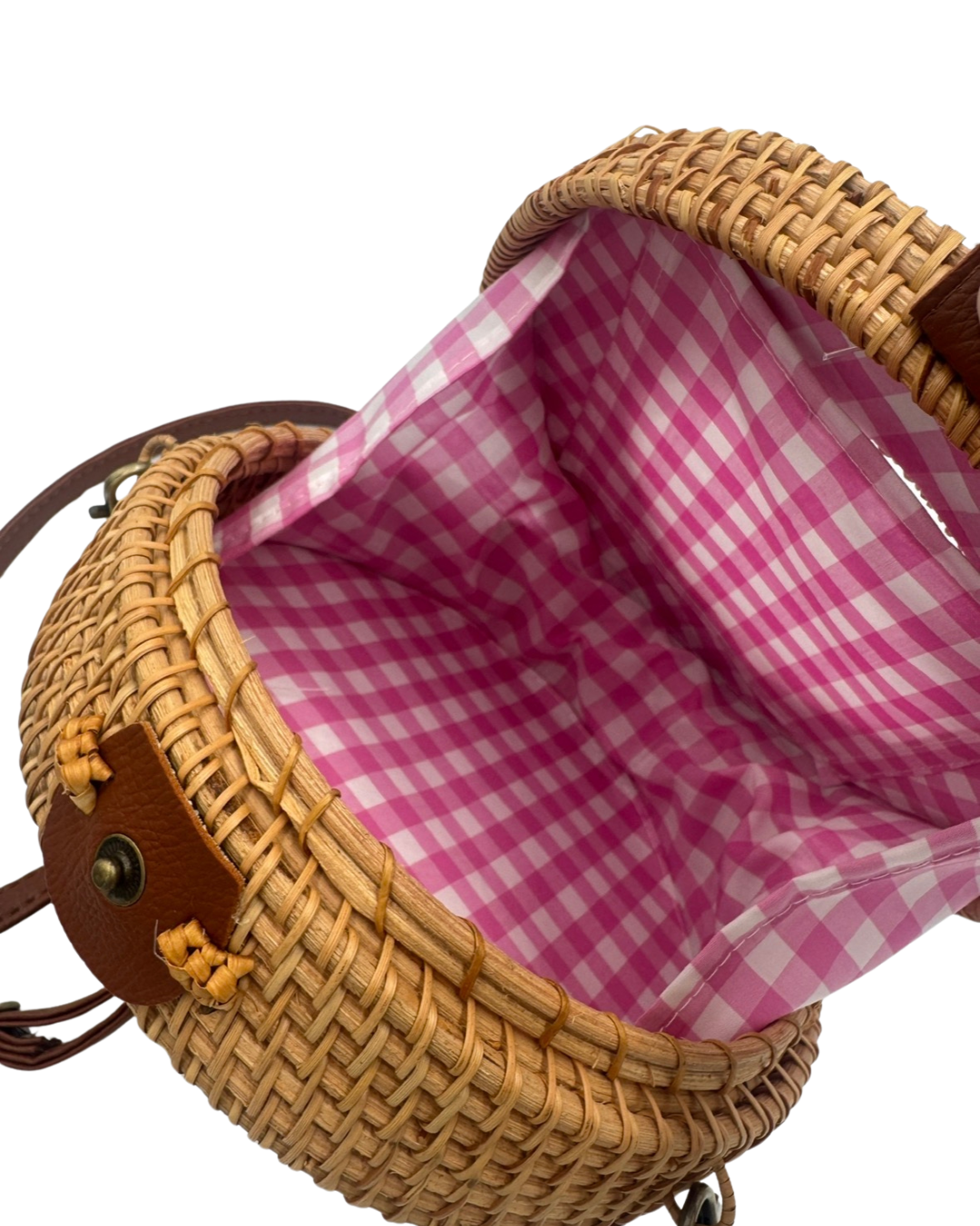 Round Wicker Needlepoint Bag