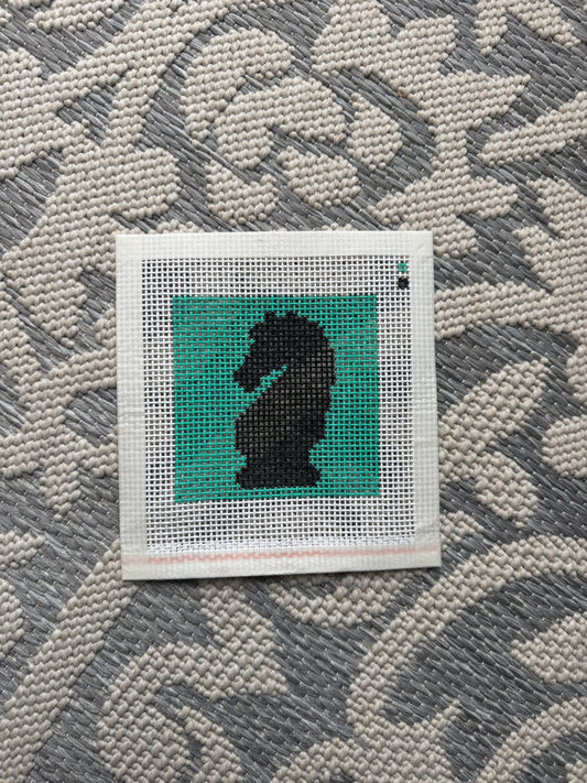 Beginner Chess Knight Black and Turquoise