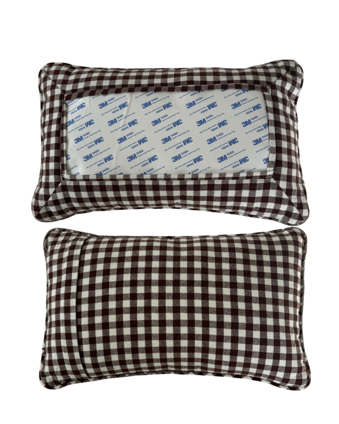 Brown Gingham Self-Finishing Pillow