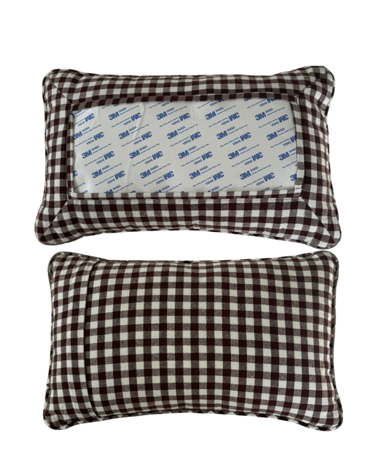 Brown Gingham Self-Finishing Pillow