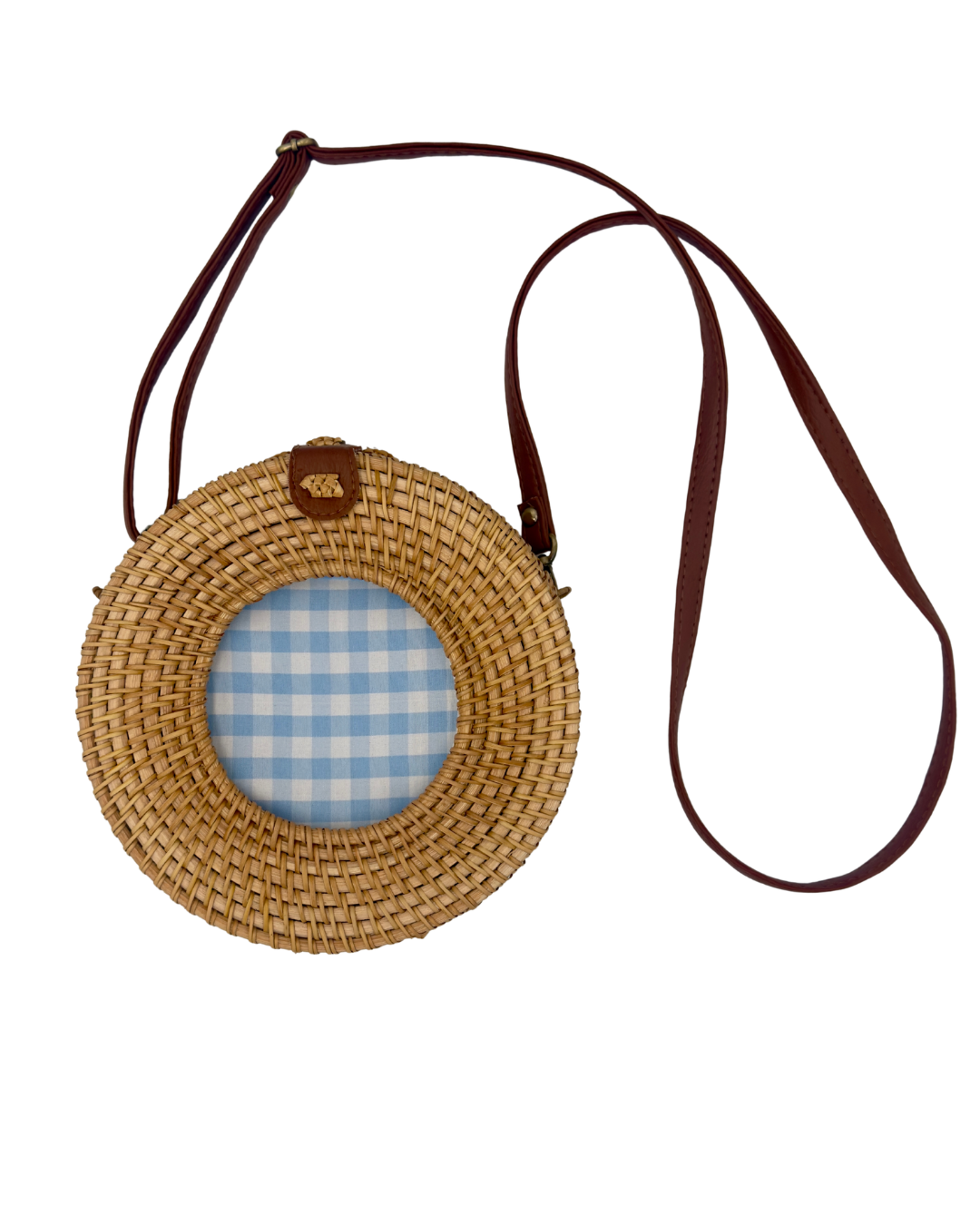 Round Wicker Needlepoint Bag
