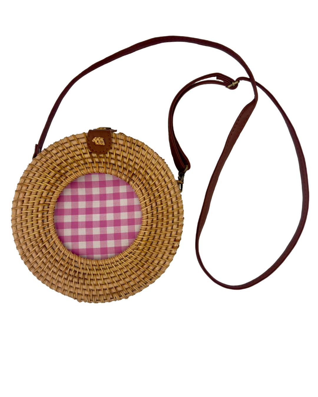 Round Wicker Needlepoint Bag
