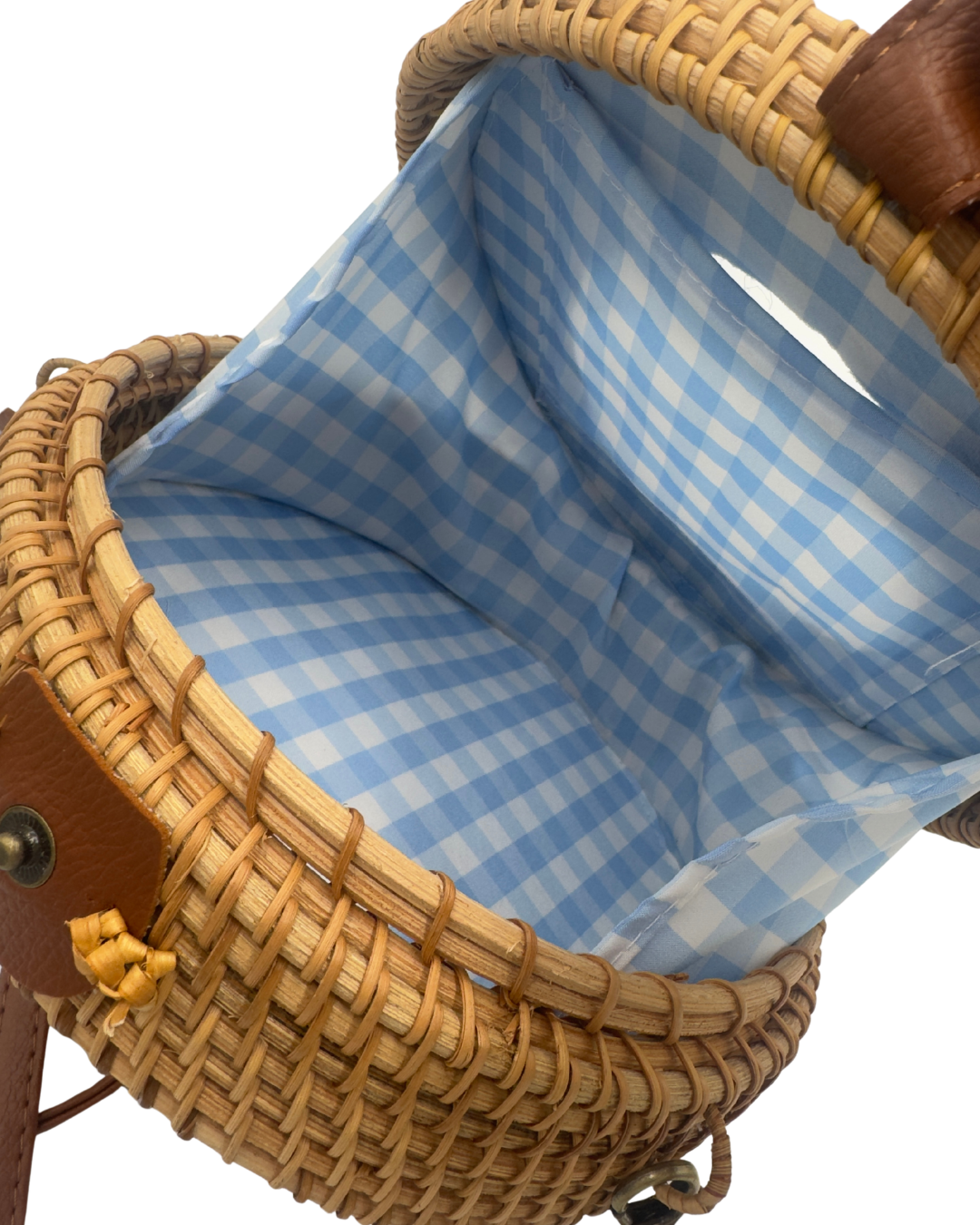 Round Wicker Needlepoint Bag